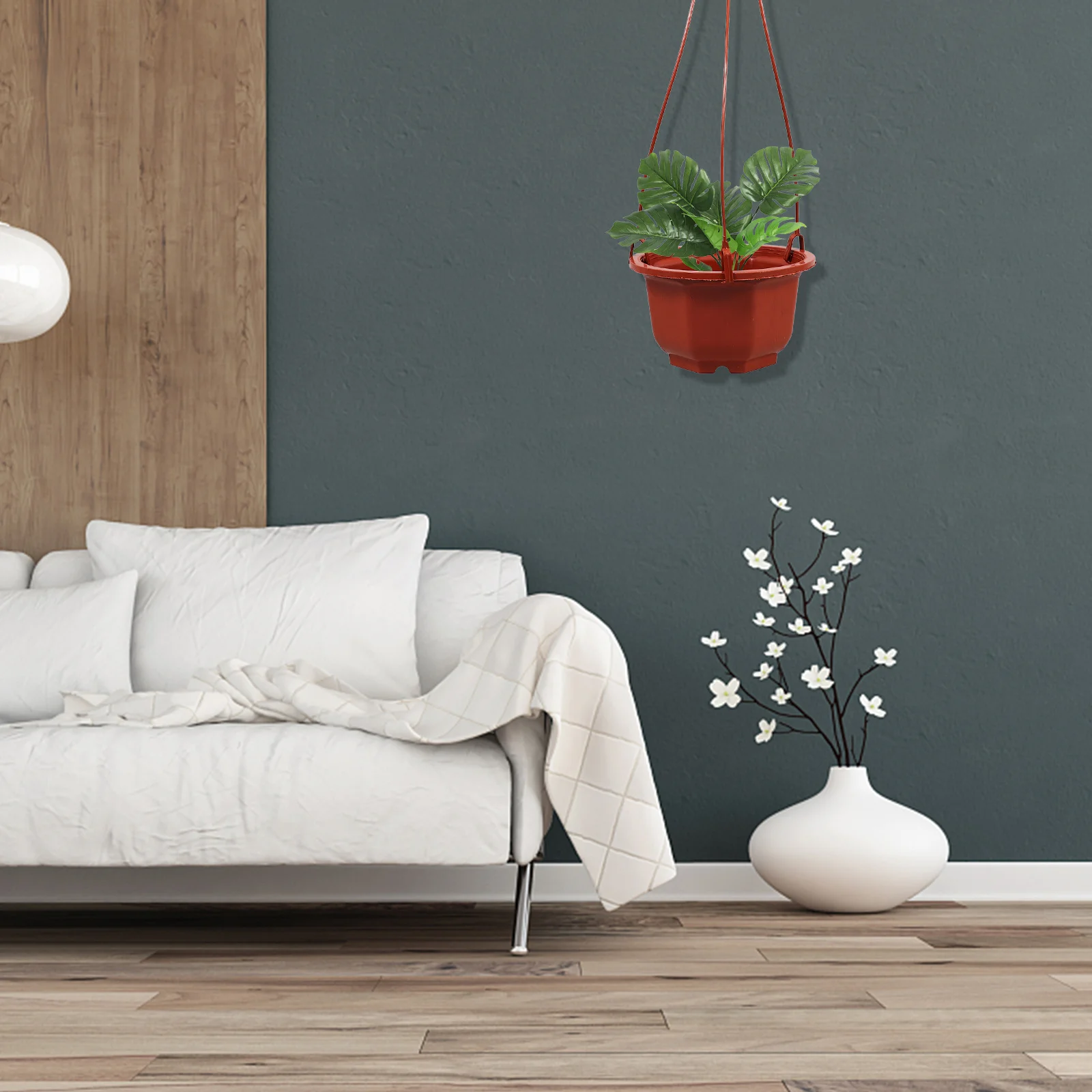 

2Pcs Plastic Hanging Planter Modern Design Wall Mounted Flower Pot for Home Garden Decoration Balcony Hanging Planter Gardening