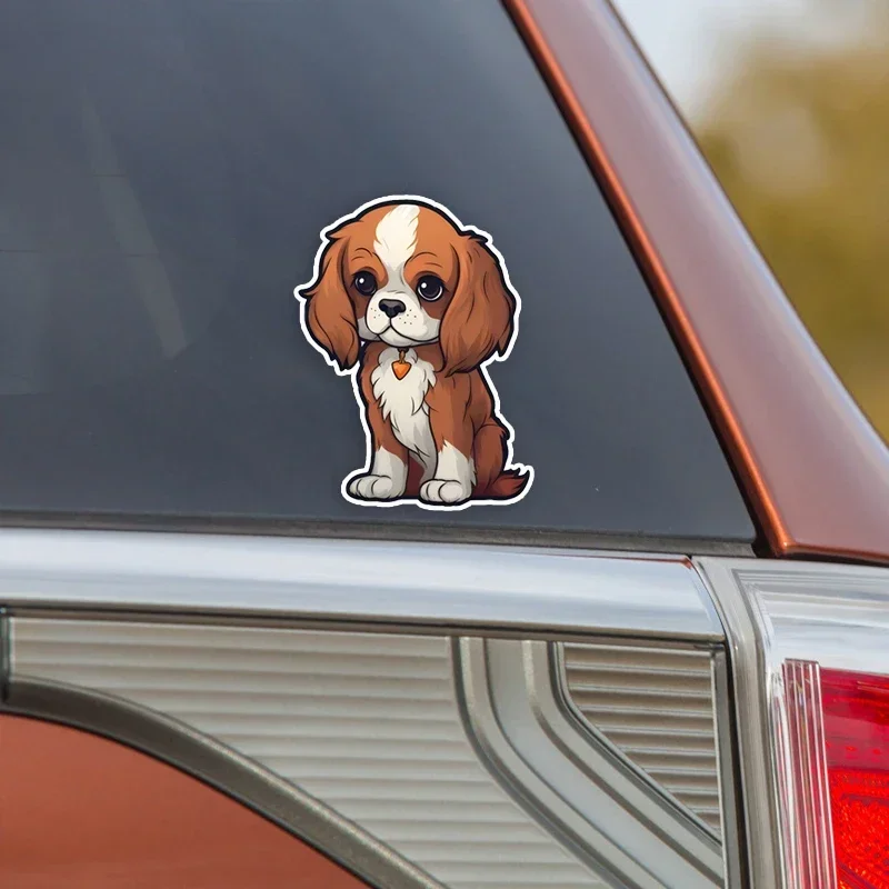 

Cute Cavalier King Collar Vinyl Easy to apply Wear resistant Car Sticker Decal Cute Puppy Dog Animal Decorative Car Stickers