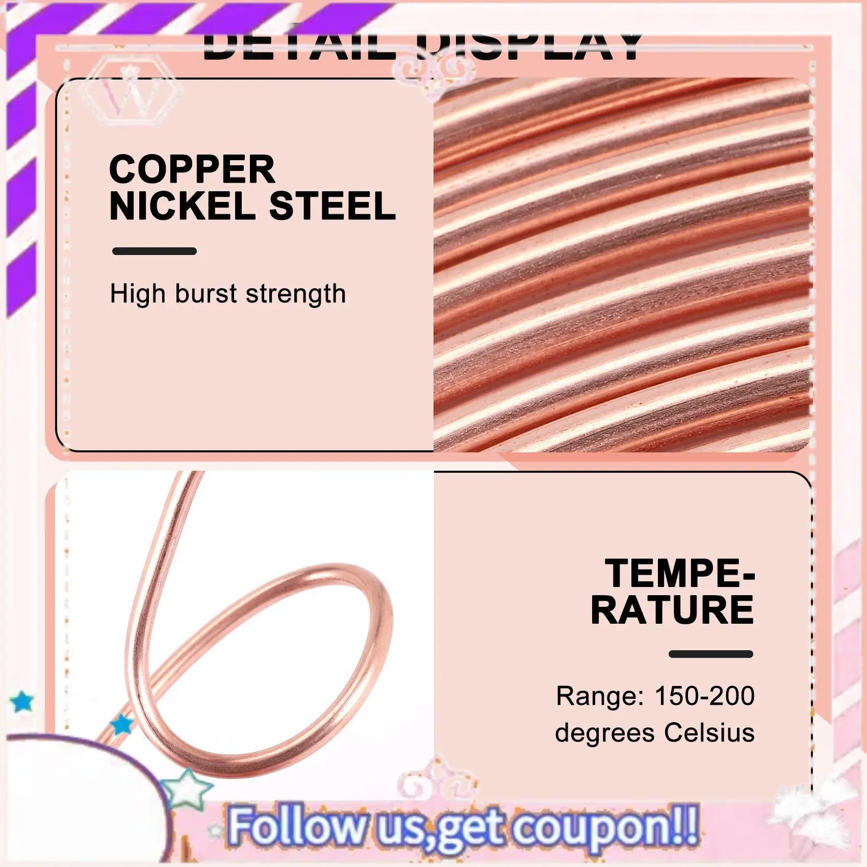 

A76T-2 Pack 25Ft Copper Nickel Brake Line Tubing Kit 3/16 Inch OD + 30Pcs Fitting Nuts