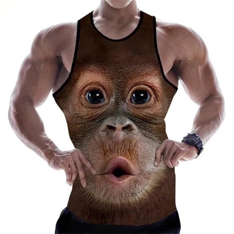 3D Print Monkey Gorilla Tank Tops Men Summer Casual Sleeveless T-shirt Oversized Funny Tees Shirt Streetwear Gimnasio Hombre