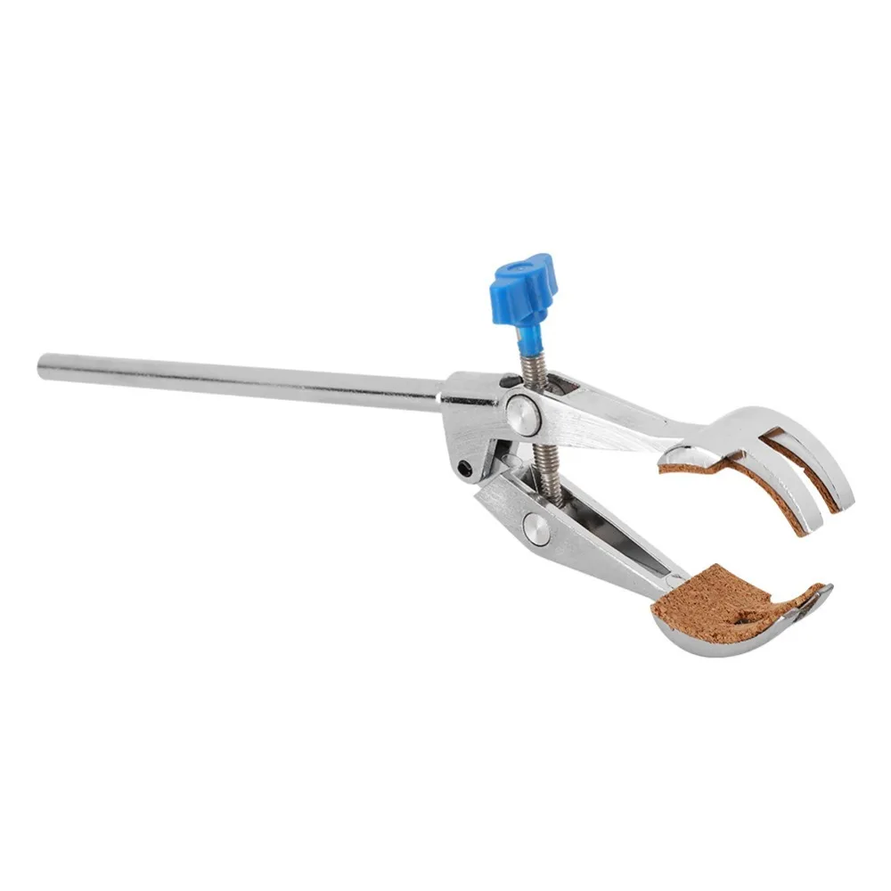 Zinc Alloy Lab Flask Clamp Anti Slip Pad Rotatable Head Four Prong Clamp Adjustable Jaw Heavy Duty Condenser Clamp Lab Testing