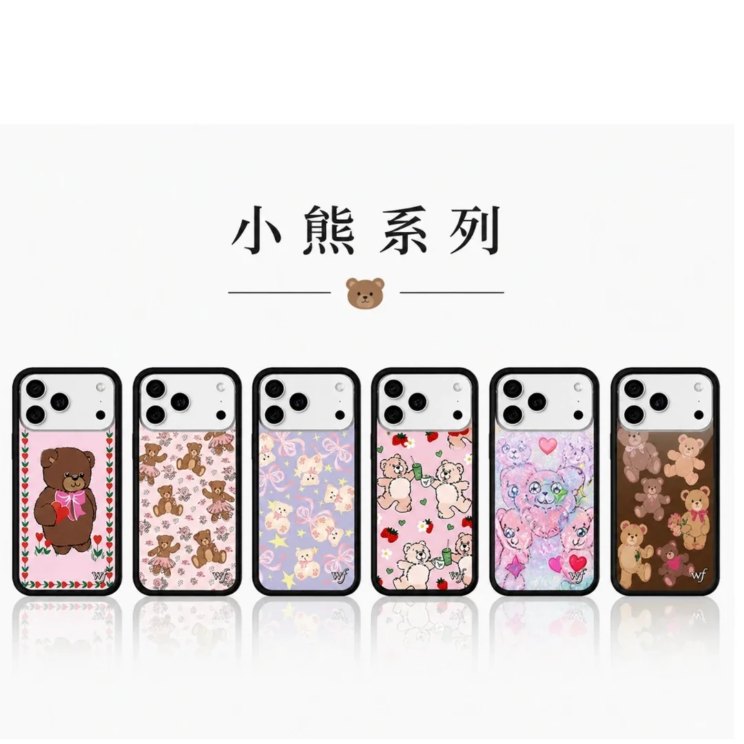 Чехол для телефона Wildflower Ins Bear Cute Teenie Bears для iPhone 11 12 13 14 15 16 17 Pro Max Plus Air, мультяшный чехол-кукла wf Cases