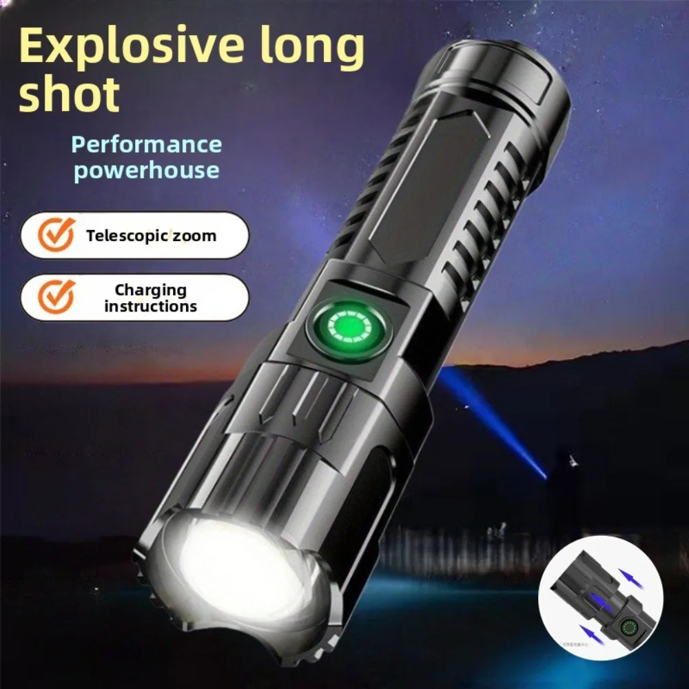 Outdoor Multi-Functional Zoomable Flashlight, Ultra-Bright & Super Powerful, USB Rechargeable with Long Battery Life for Hiking