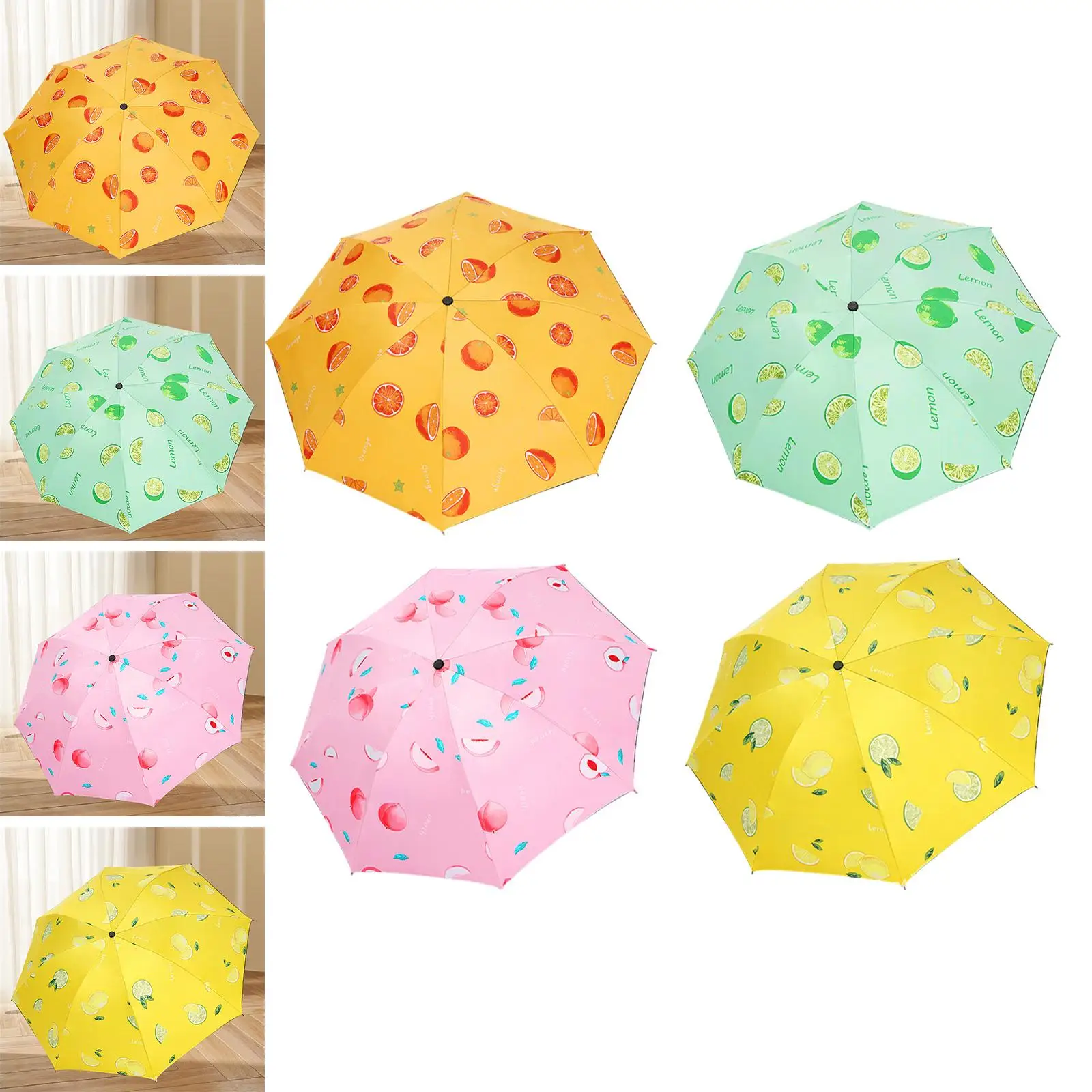 Folding Umbrella Cute Water Resistant Manual Open Compact Sun Rain Umbrella