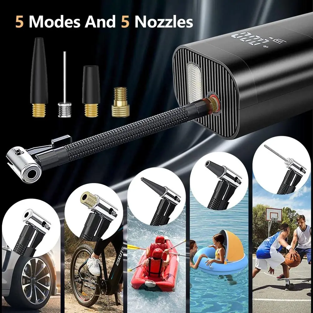 Wireless Design Car Air Pump Pressure Gauge Digital Display Tire Inflator Large Capacity Safety Cordless Air Pump