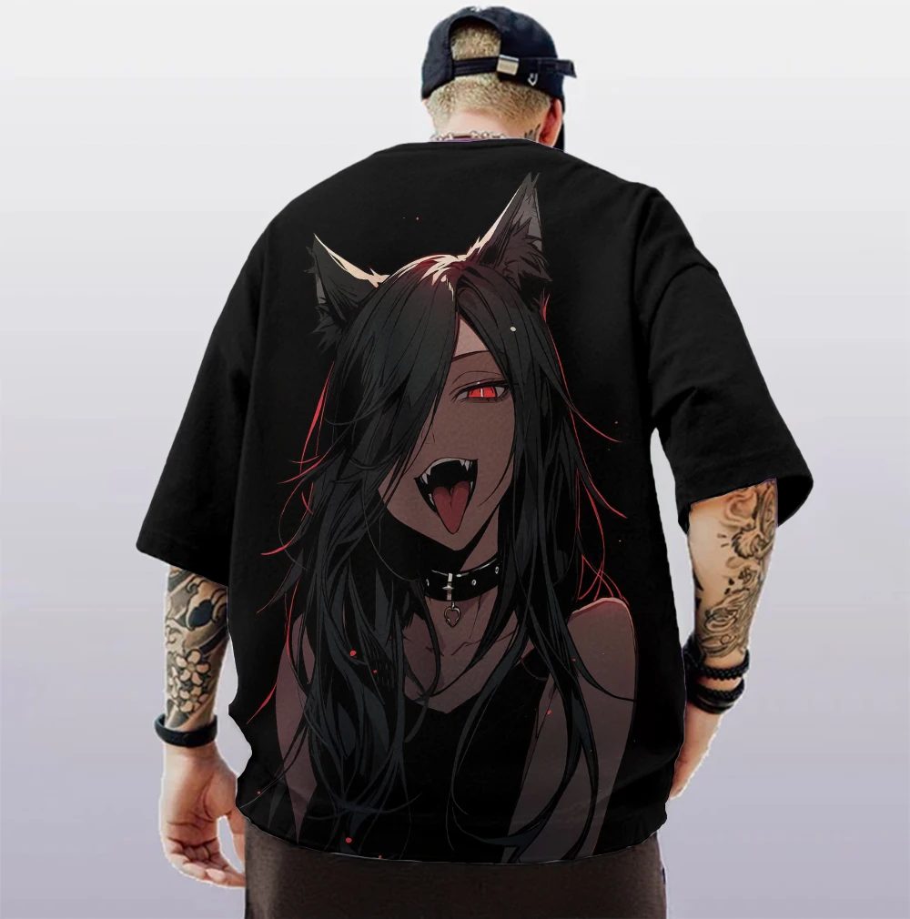 ثلاثية الأبعاد القط فتاة طباعة تي شيرت رجالي الشارع متعة رجل الملابس فضفاضة المتضخم قصيرة الأكمام تيز للرجال الصيف سريعة الجافة البلوز 2024 #5