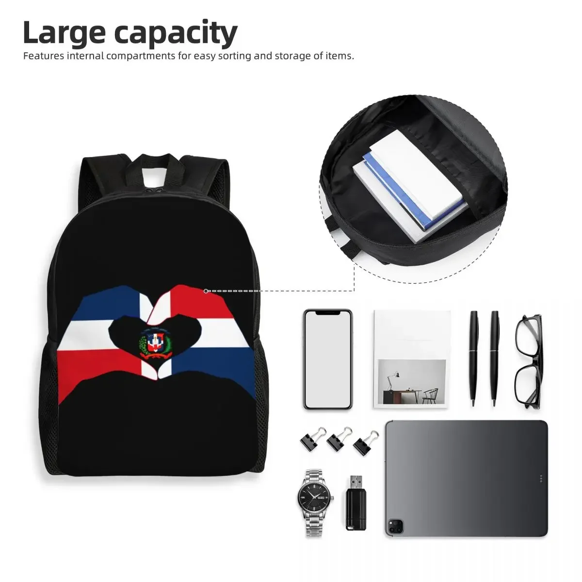 Custom We Heart Dominican Republic Flag Series Travel Backpack Men Women School Computer Bookbag College Student Daypack Bags