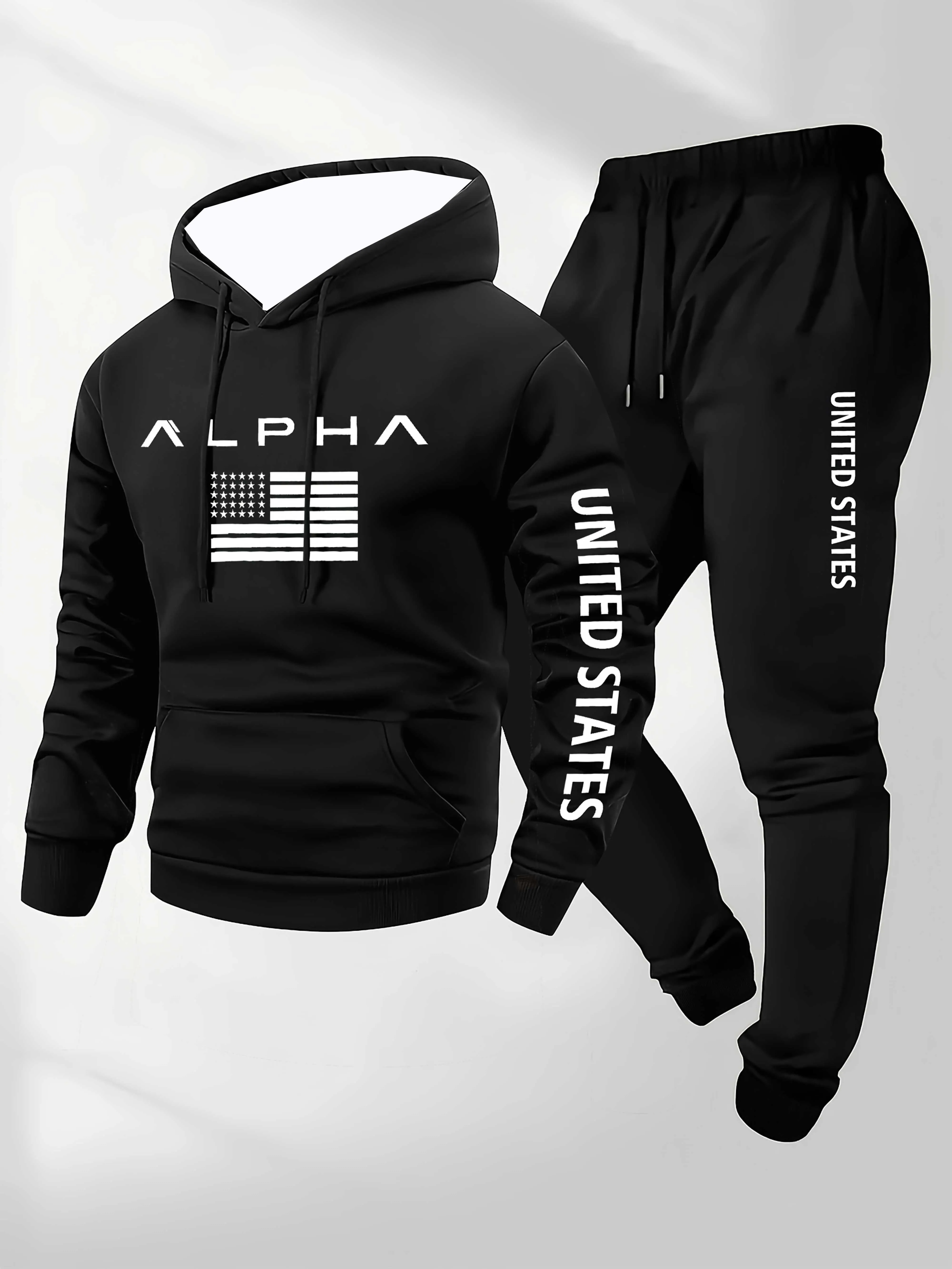 2025 الخريف والشتاء جديد Y2K مجموعة رياضية هوديي الرجال الموضة المتضخم اللياقة البدنية اليومية مريحة الشارع قطعتين مجموعة بلوزات + السراويل #2