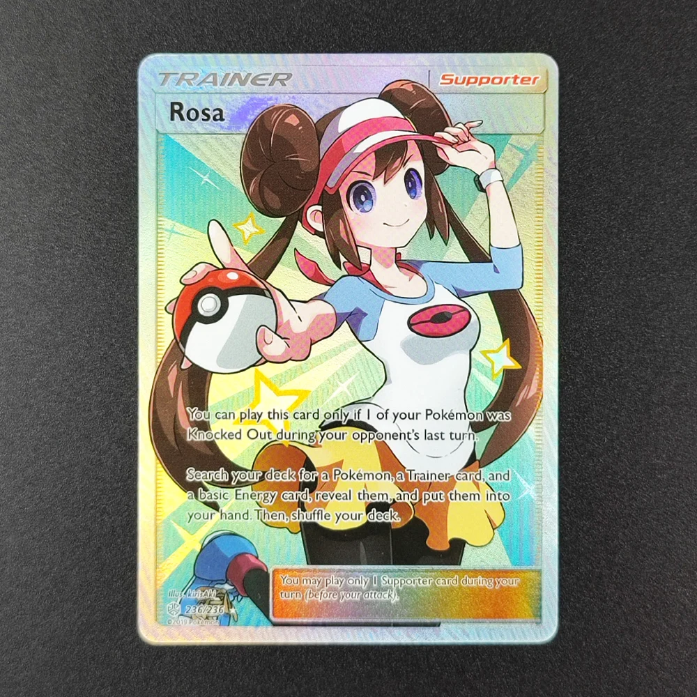 Self Made PTCG English Supporter Trainer Lillie Misty Favor Rosa Bianca  Lisia Cynthia N Skyla Sabrina Lusamine Flash Card Toy - AliExpress 26