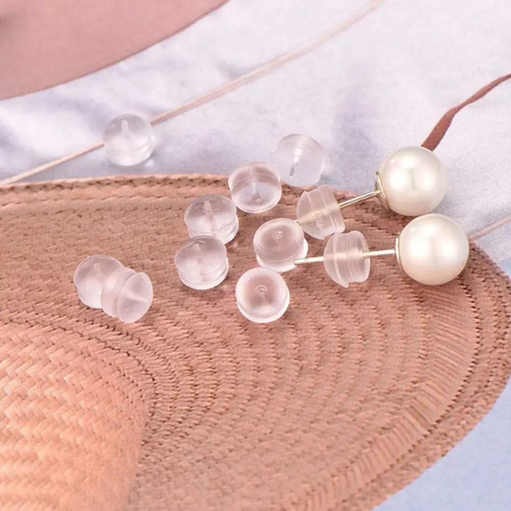 20Pcs Silicone Ear Back Stoppers Replacement Earring End Cap For Daily Wear Earrings Backs Clear Flexible