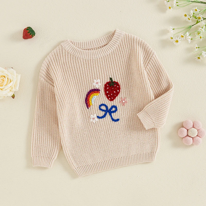 Nany knighty Kleinkind Baby Mädchen Jungen Strick pullover Langarm Pullover mit Rundhals ausschnitt Sweatshirt Strickwaren Herbst Winterkleid ung