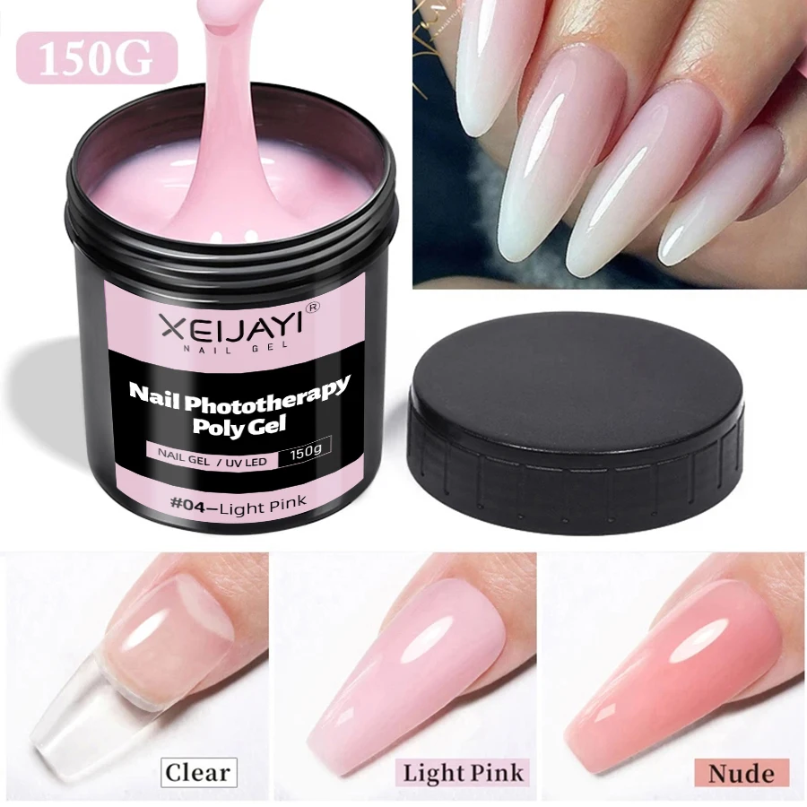 150g Poly Nail Gel UV LED chữa khỏi Builder Nail Gel Acrylic Pha lê Nail Extension gel cho móng tay tự làm tại nhà Salon