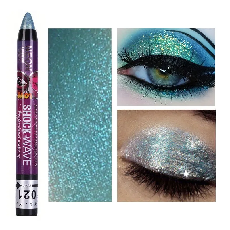 Glitter Eyeshadow Stick Lip Pencil 2 In 1 Smudge Proof Matte Pearly Sparkle High Saturated Eyeshadow Eyeliner Pen