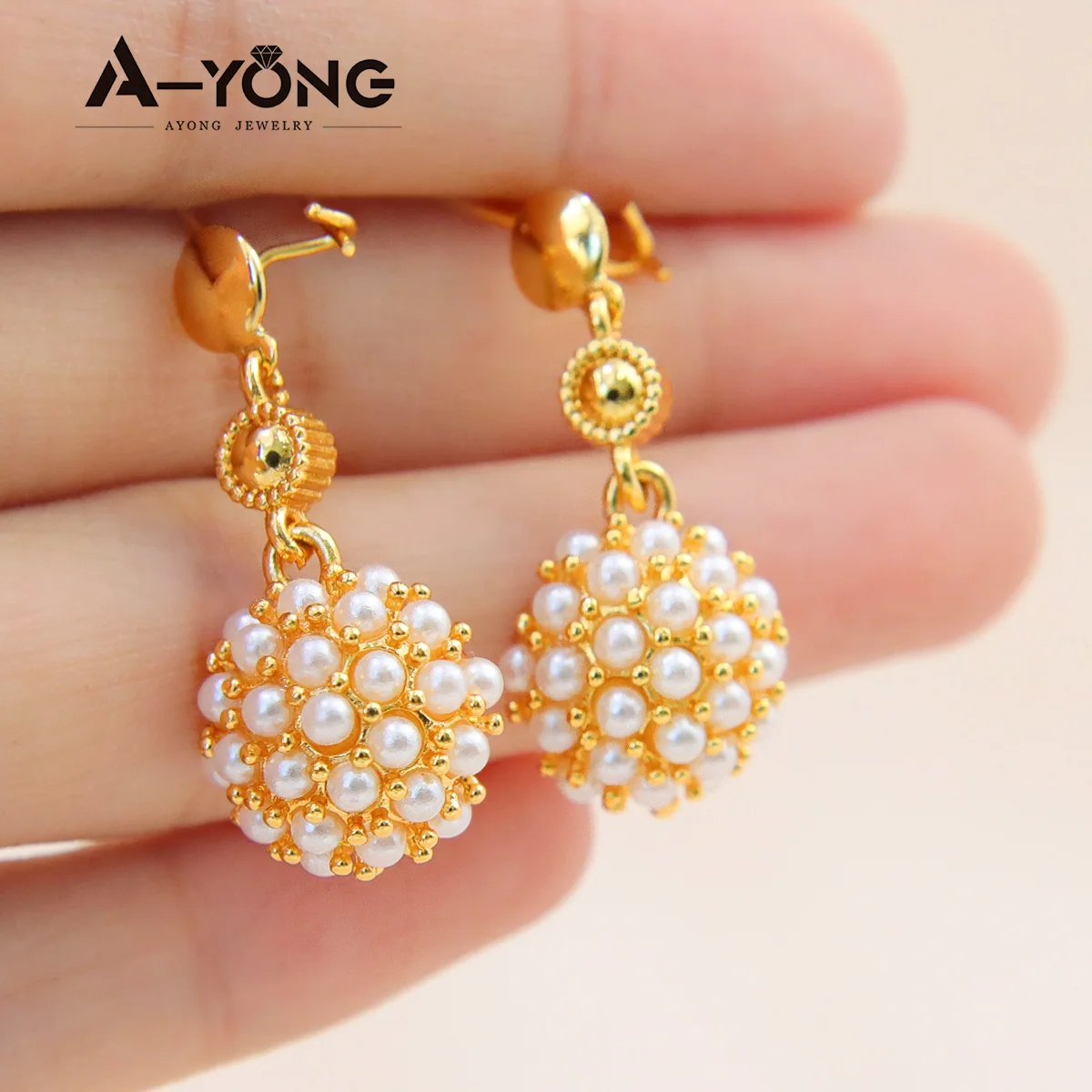 Italienisches goldfarbenes Perlen-Halsketten-Set, 21 Karat vergoldet, Dubai, eleganter Ramadan-Schmuck, arabisches islamisches Mutter-Geburtstagsparty-Geschenk – Detail 8