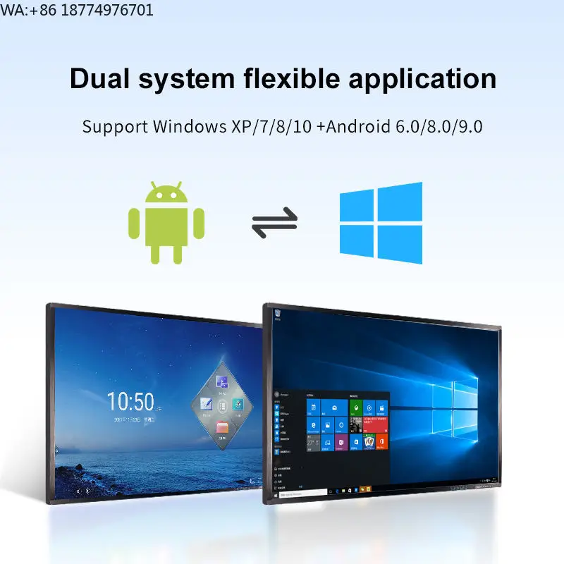 65 75 86 Inch Multi Touch Android 11 Interactive Flat Panel Display Lcd Digital Whiteboard Smart Board for Classroom Education