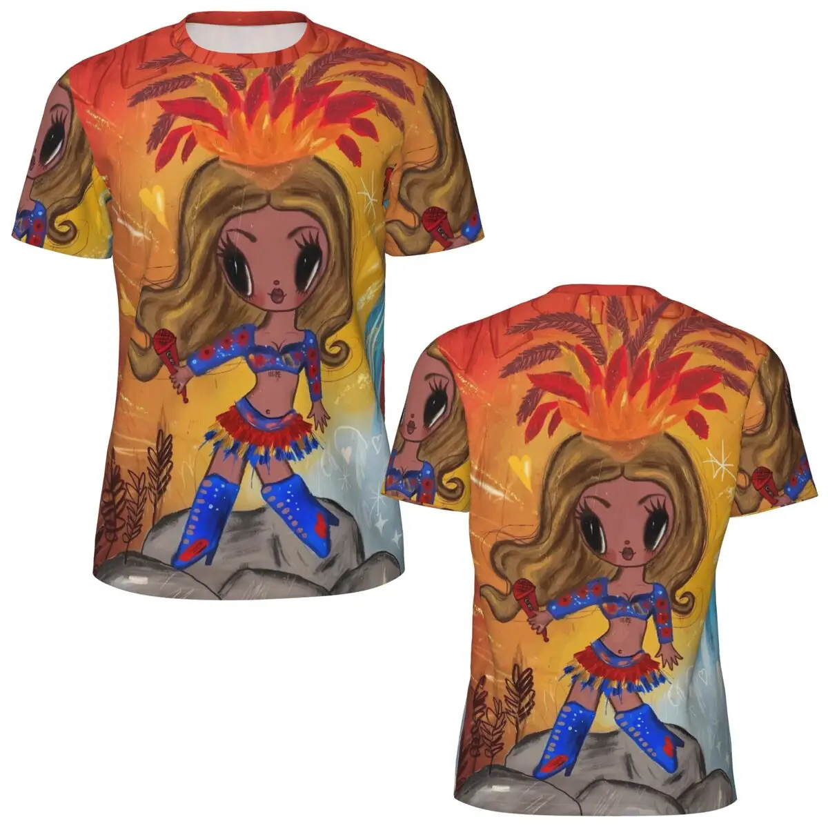 K-Karol G Colombia Carnival Fan Art Running T Shirt Trending T Shirts Male Streetwear Tee Shirt Summer Short-Sleeved Custom Tops