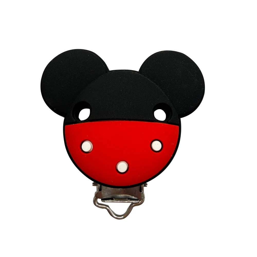 3pcs Silicone Mickey Pacifier Clips Food Grade Teethers For Baby DIY Baby Soother Nursing Pacifier Chain Accessories