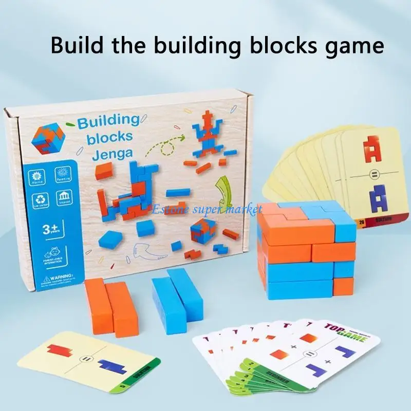 090B Wooden Puzzle Baby Stacking Blocks Sorting Developmental Tumble Block Early Learning Matching Toy for Kid Age3Year