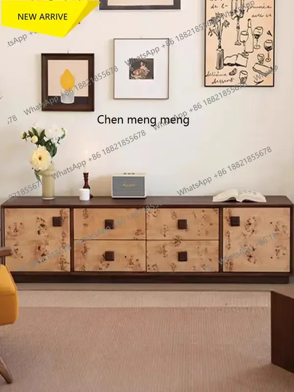 

X M132 Solid wood TV cabinet living room, new storage locker integrated household high-end small apartment, retro