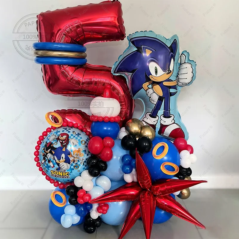 66pcs Hedgehog Theme Balloon Garland Arch Kit Red Blue Latex Balloon for Children Birthday Party Decoration Supplies 2025