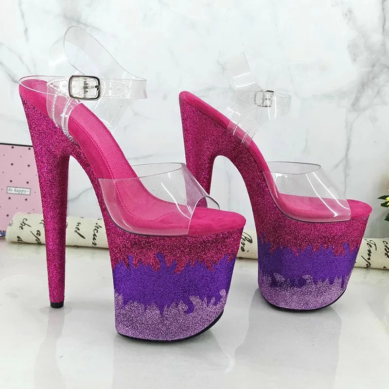 New 20CM/8inches PVC Upper Sexy Exotic High Heel Platform Party Sandals Pole Dance Shoes Model Shows Sandals 092