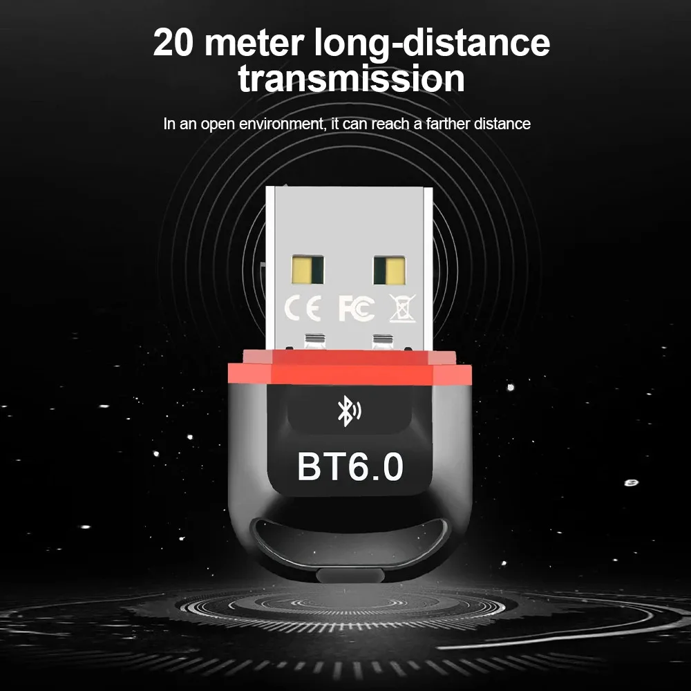 KEBIDUMEI USB Bluetooth 6.0 Adapter Transmitter Receiver Bluetooth 6.0 Dongle Wireless USB Adapter For Mouse Keyboard Speaker