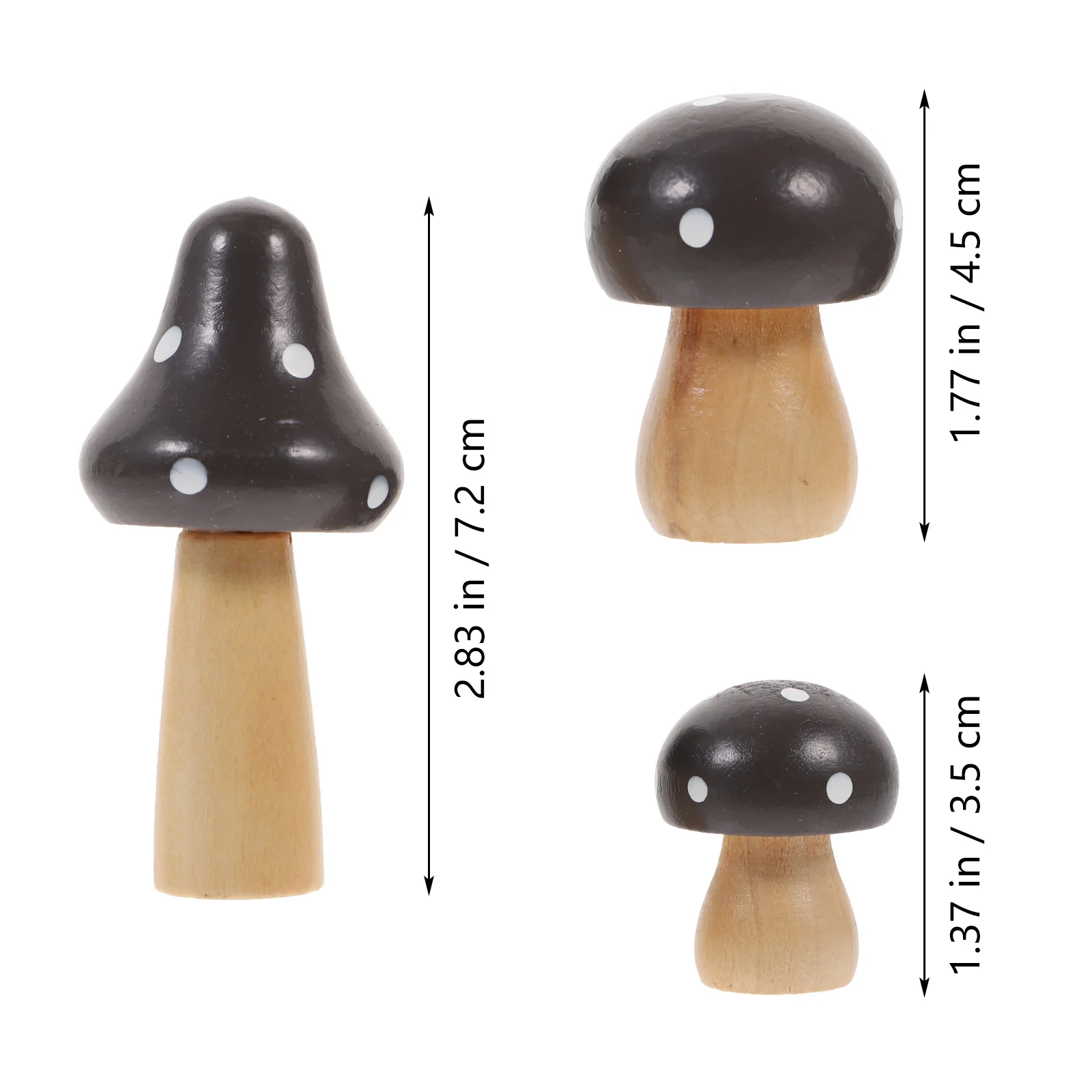 3 Pcs Mini Mushroom Decor Wooden Artificial Color Ornament Terrarium Fogger Plant