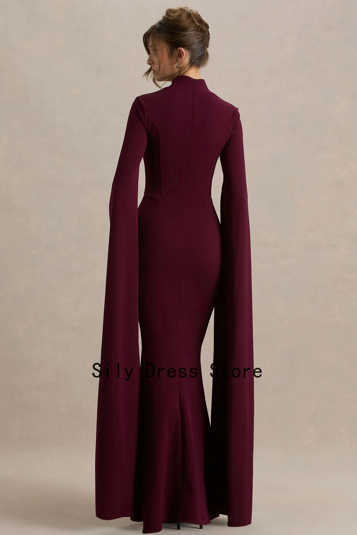 Customized Mermaid Evening Dresses 2026 with Cap Sleevs Burgundy Square-Neck Maxi Dress Modern Long Elegant Party Gown for Women image 5