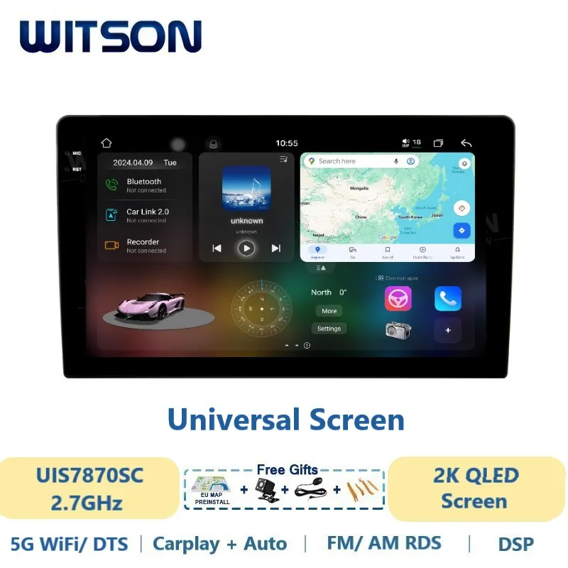 WITSON Android Car Multimedia for Universal Carplay GPS Vehicle Radio 2K QLED 5G WiFi RDS 6G 128GB Auto Stereo