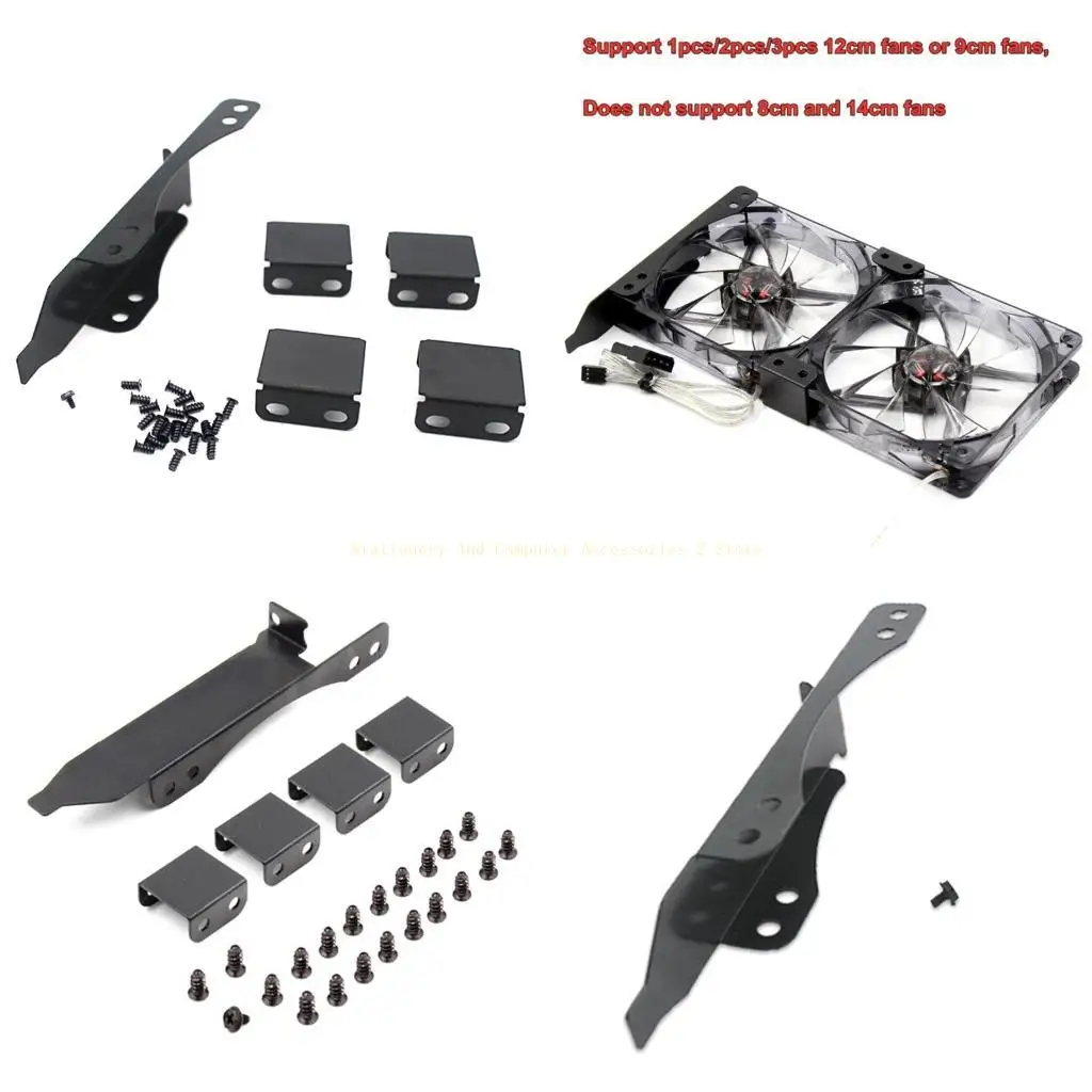 

3 Fan Rack PCI Slot Cover Bracket 80-90mm Video Card Cooling Fan Buckle Black