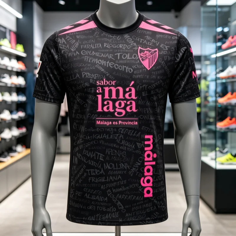 26-27 Neue Malaga Fußballtrikots Sommer 3D-Druck Schnelltrocknende Sport-Kurzarm-T-Shirts für Männer und Frauen für Familien – Detail 3