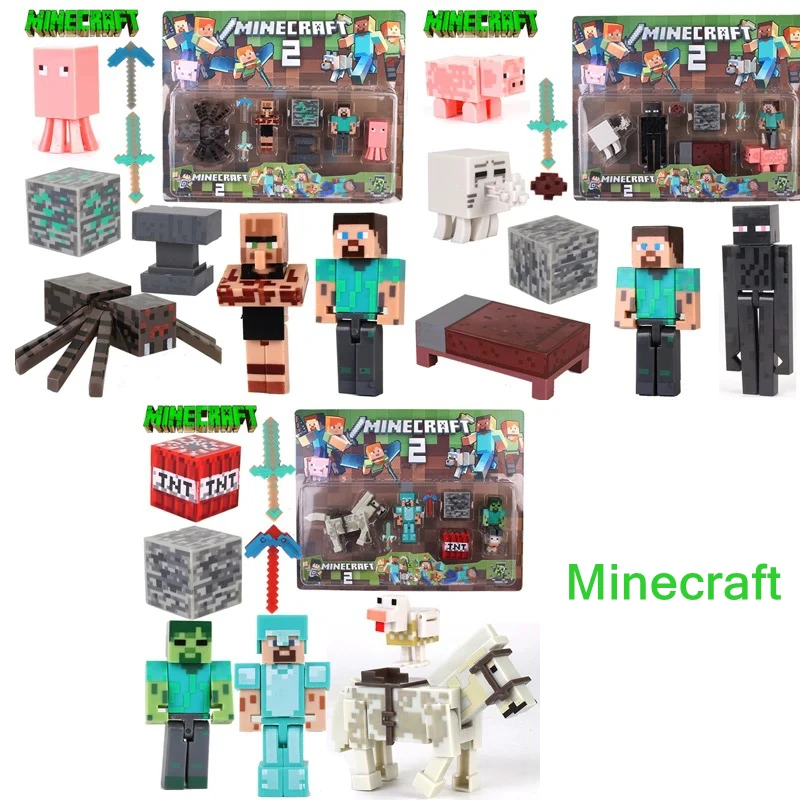 2025 لعبة ماين كرافت شخصية صغيرة الماس ستيف درع سلاح الزاحف نموذج شخصية تجميع الحيوان اللبنات مجموعة هدايا الصبي