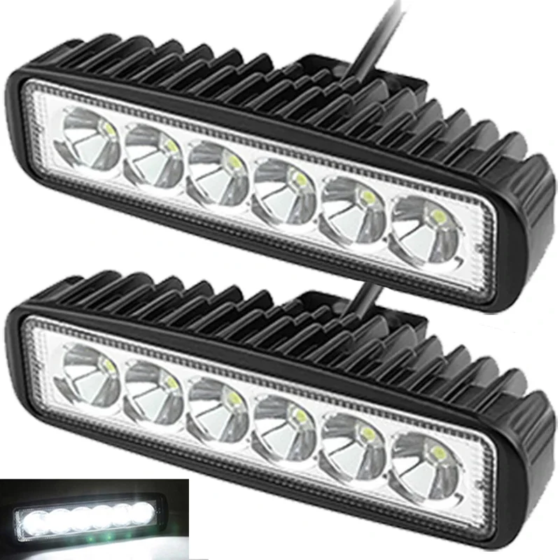 6 LED 18W Car LED Work Light DRL High Brightness Spotlight Offroad Automobile Truck Driving Headlight Fog Lamp 12V