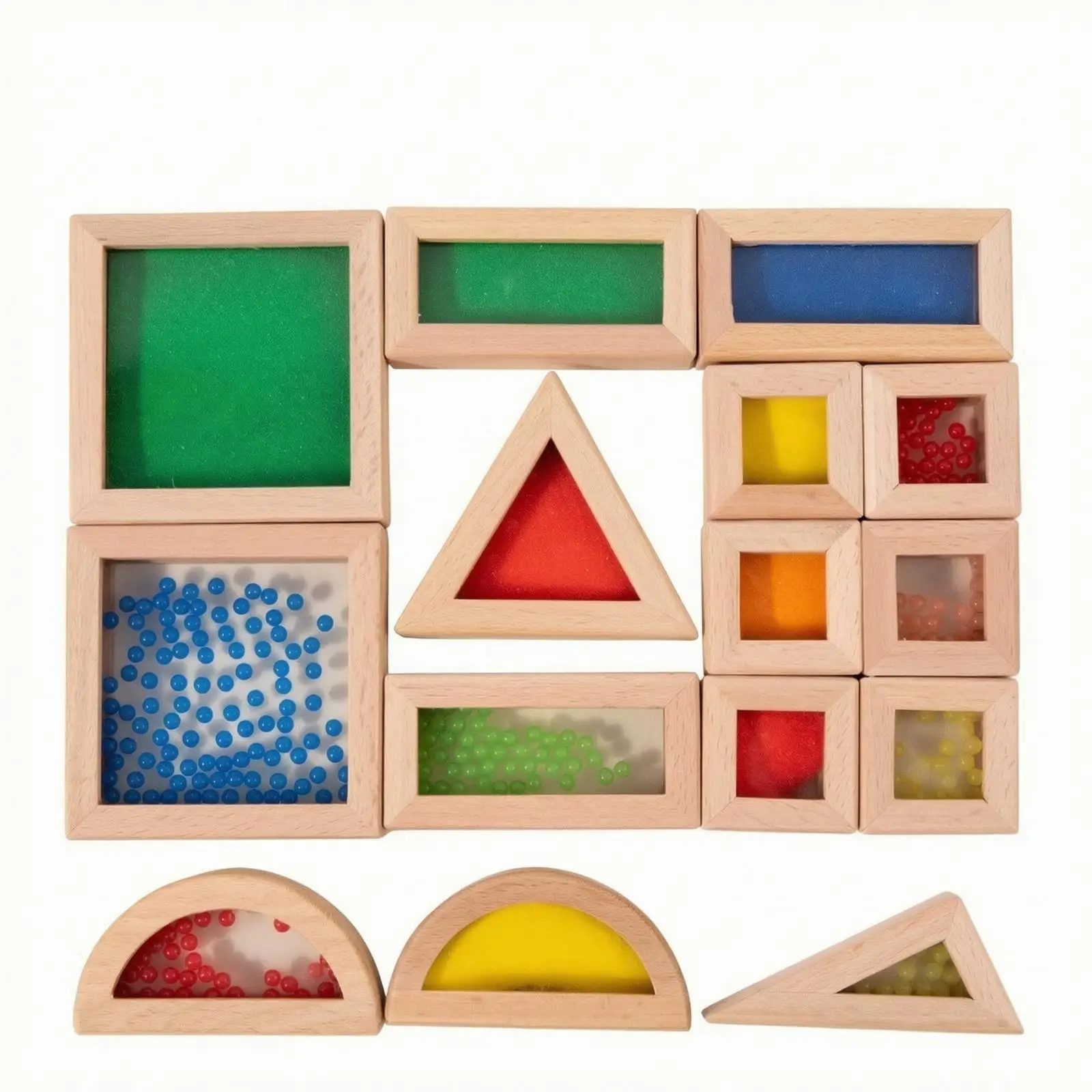 Rainbow Block Toy for Children Wooden Acrylic Stacking Pieces Light Table Educational Game
