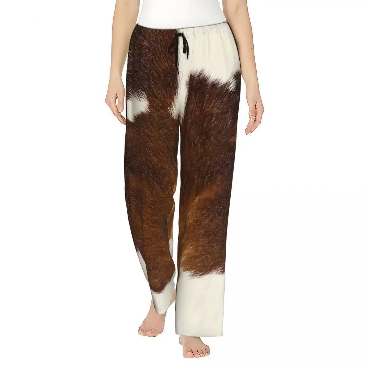 

Custom Stylish Cow Fur Cowhide Texture Cow Skin Print Patter Women Pajama Pants Lounge Sleep Sleepwear Bottoms with Pockets