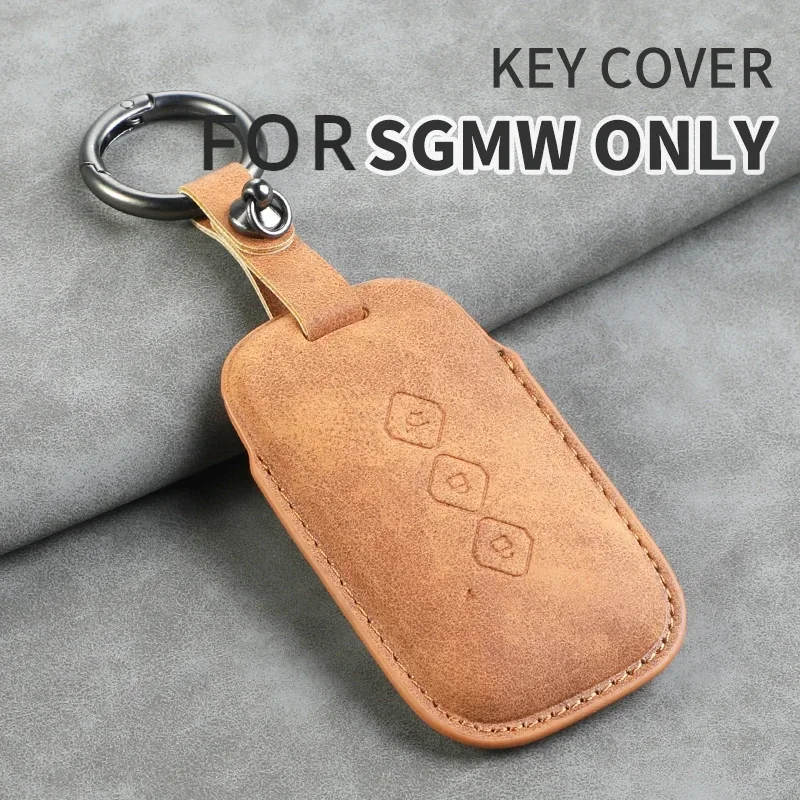 

Leather for Chevrolet Aveo Trax Groove Captiva 2024 Wuling Flip Car Key Case Cover Shell 3 Button Remote Key Keychian Accessory