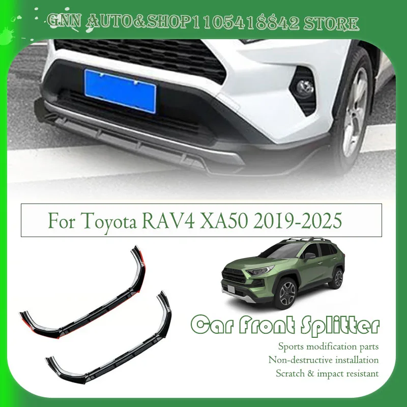 Car Front Bumper Split Lip For Toyota RAV4 XA50 2019-2026 Anti-scratch Modification Splitter Reinforcement Decoration Strip Part