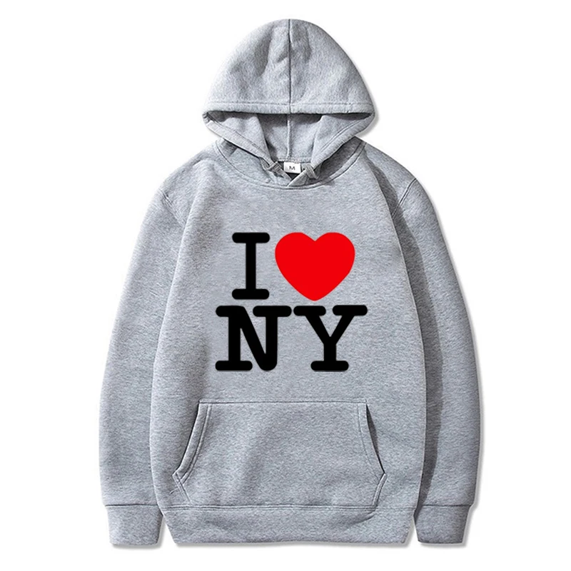 Red Heart I Love New York Hoodie Oversize Y2k Vintage Grunge Hooded Pullover Women Men Sweatshirt Casual Hoodie Punk Streetwear