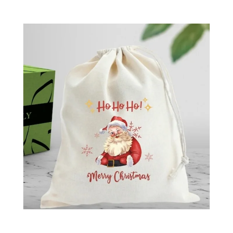 

Ho HO Ho Merry Christmas favor bags, Christmas tree, Snowflake, Snowy Christmas, White Christmas, Cotton Bags, Drawstring pouch