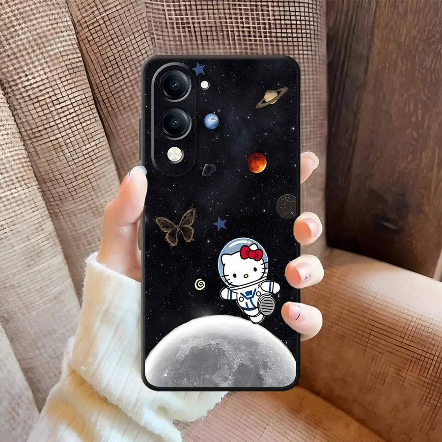Case for Vivo Y71 Y91 V27 V21E V23 Y52S Y93 V25 V30 Y75 Y81 Y53S Y50 Y95 Y51S Y78 V29 Soft Back Phone Cover Cartoon Cat Hello