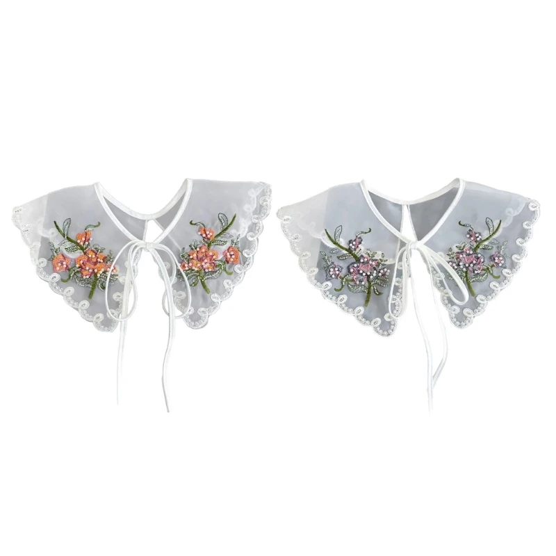 

False Collar Embroidery Flower Detachable False Collar for Girls Shirt Sweater