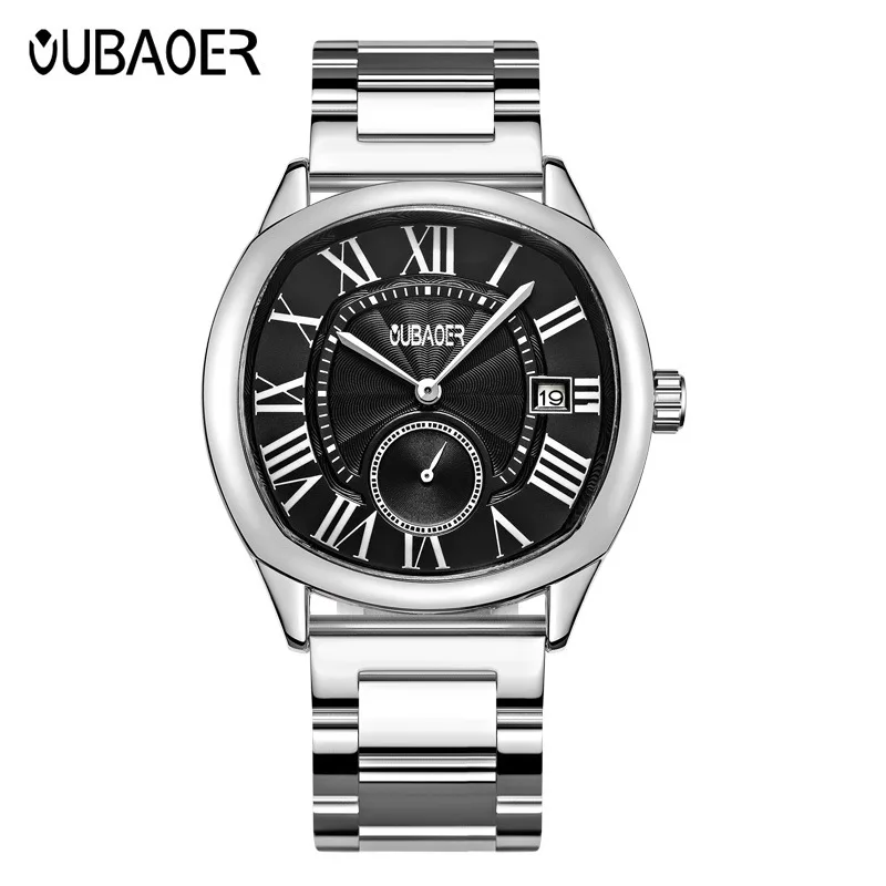 

Мужские часы для отдыха, аналоговые водонепроницаемые кварцевые часы, простой большой циферблат, стальной ремешок, наручные часы, автоматический дисплей даты, римская шкала