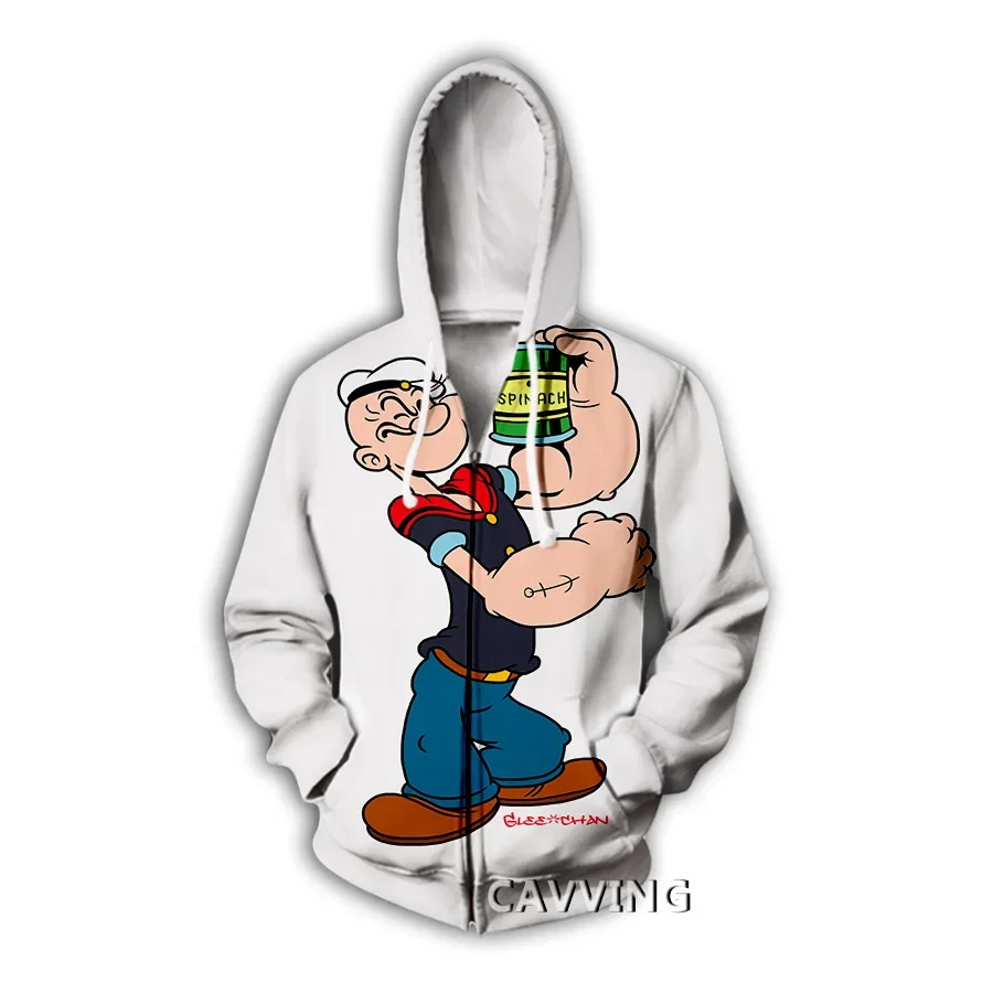 New Fashion 3D Print   Popeye The Sailor  Zipper Hoodies Zip Up Hooded Sweatshirts Harajuku Hoodies Hip Hop Sweatshirts   B1