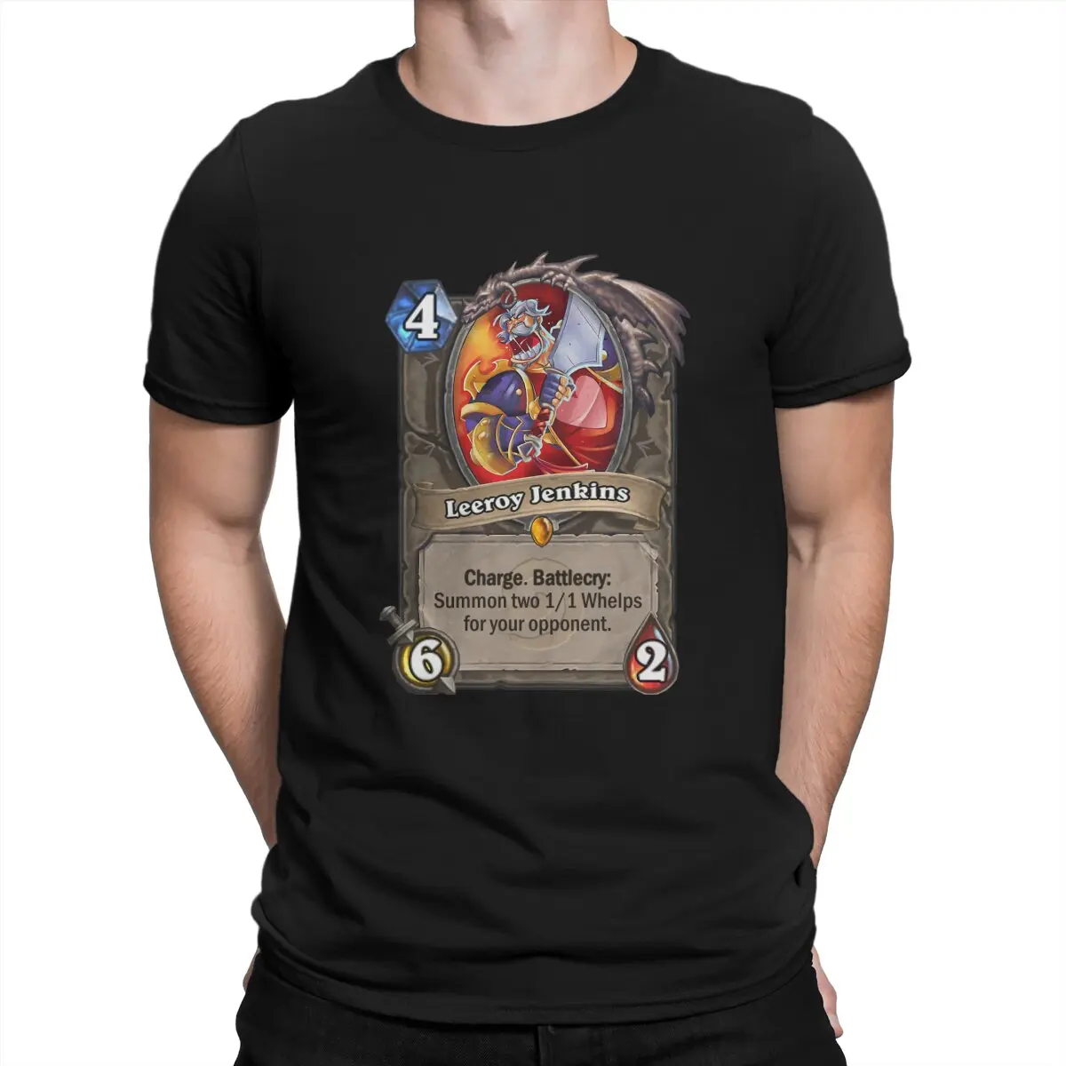 Leeroy Jenkins Card Summon Men T Shirt World Of Warcraft Fashion Tees Short Sleeve O Neck T-Shirts Pure Cotton Printing Clothes