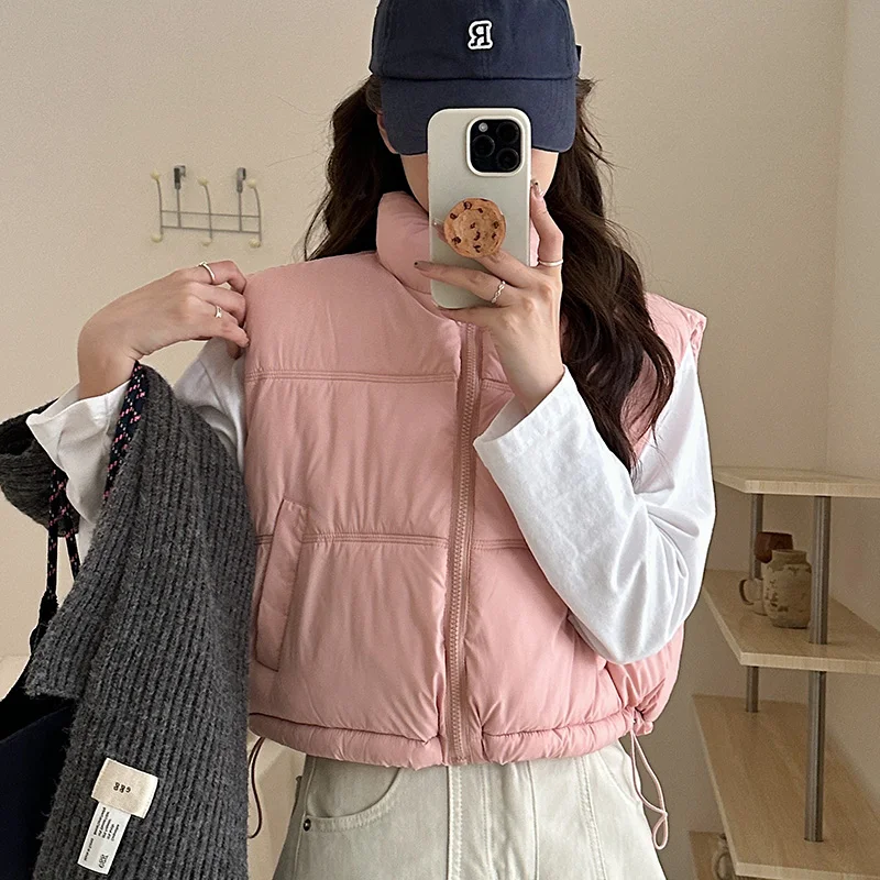 Dames Korte Vest Jas Herfst Winter Mouwloos Gilet Vrouwen Dikker Korte Vestjas Warme Mouwloze Jas Voor Dames