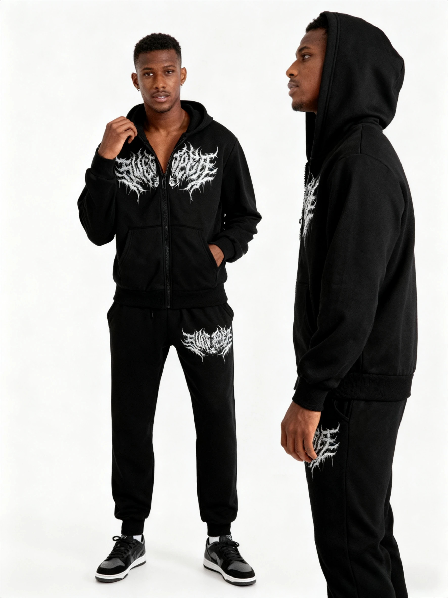 

New Men's clothing Outfit autumn winter hooded zip-up Sweatshirt Trackpants 2 piece set Cotton Fashion Oversized Pullover pants