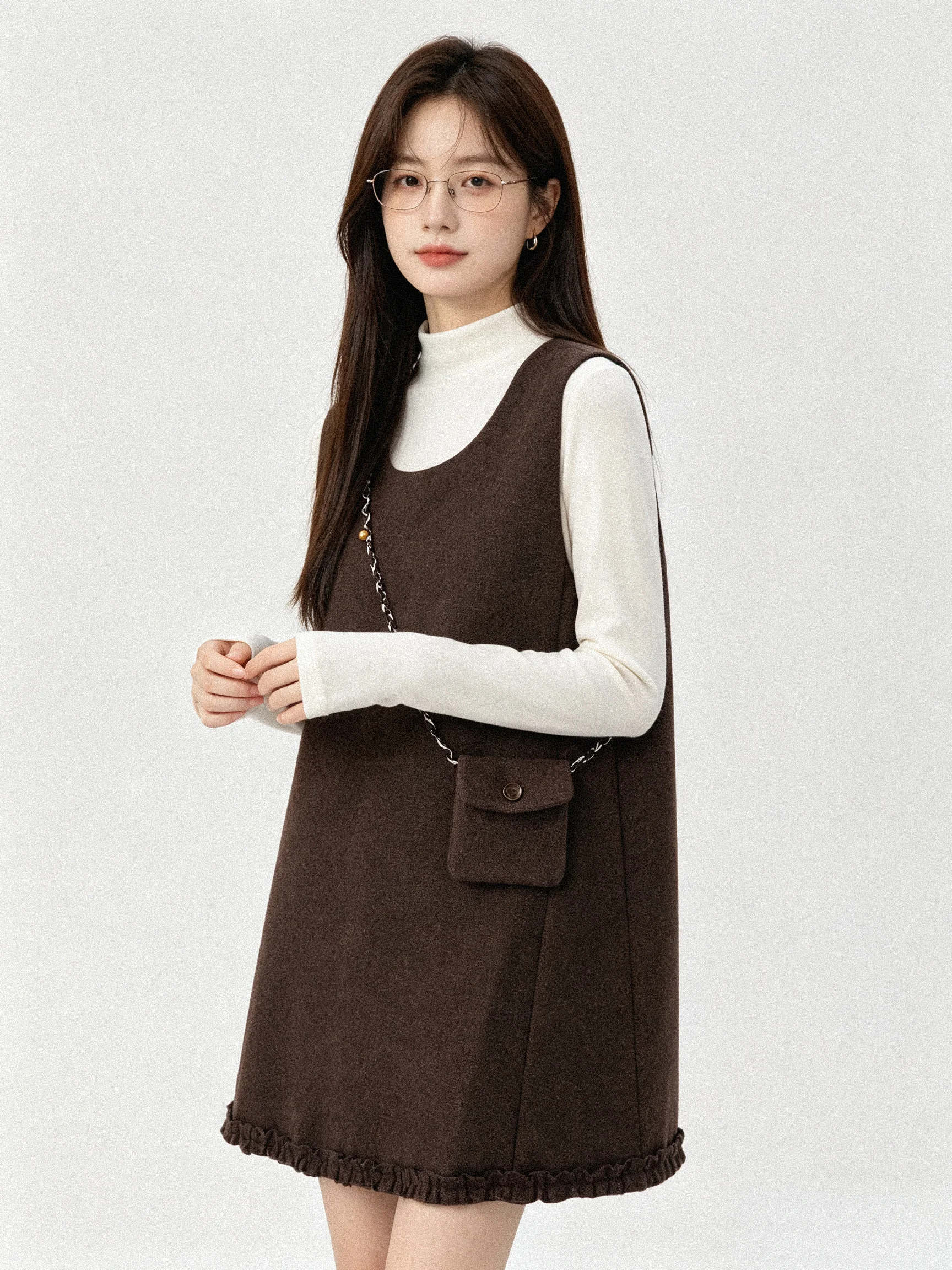 Sweet Knitted Sweater Set Korean Style T-Shirt Inner Vest Woolen Dress Autumn Winter Fashion Ensemble Women's Casual Wear