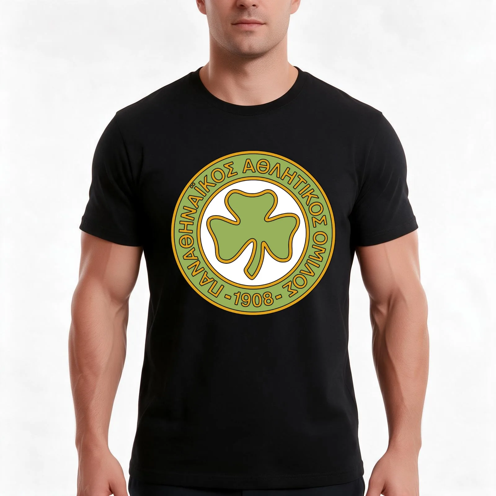Panathinaikos 70’s – 80’s - PANATHINAIKOS 1908 - Παναθηνα?κ?? T-Shirt, Summer Casual Cotton Tee, Oversized Streetwear Tops