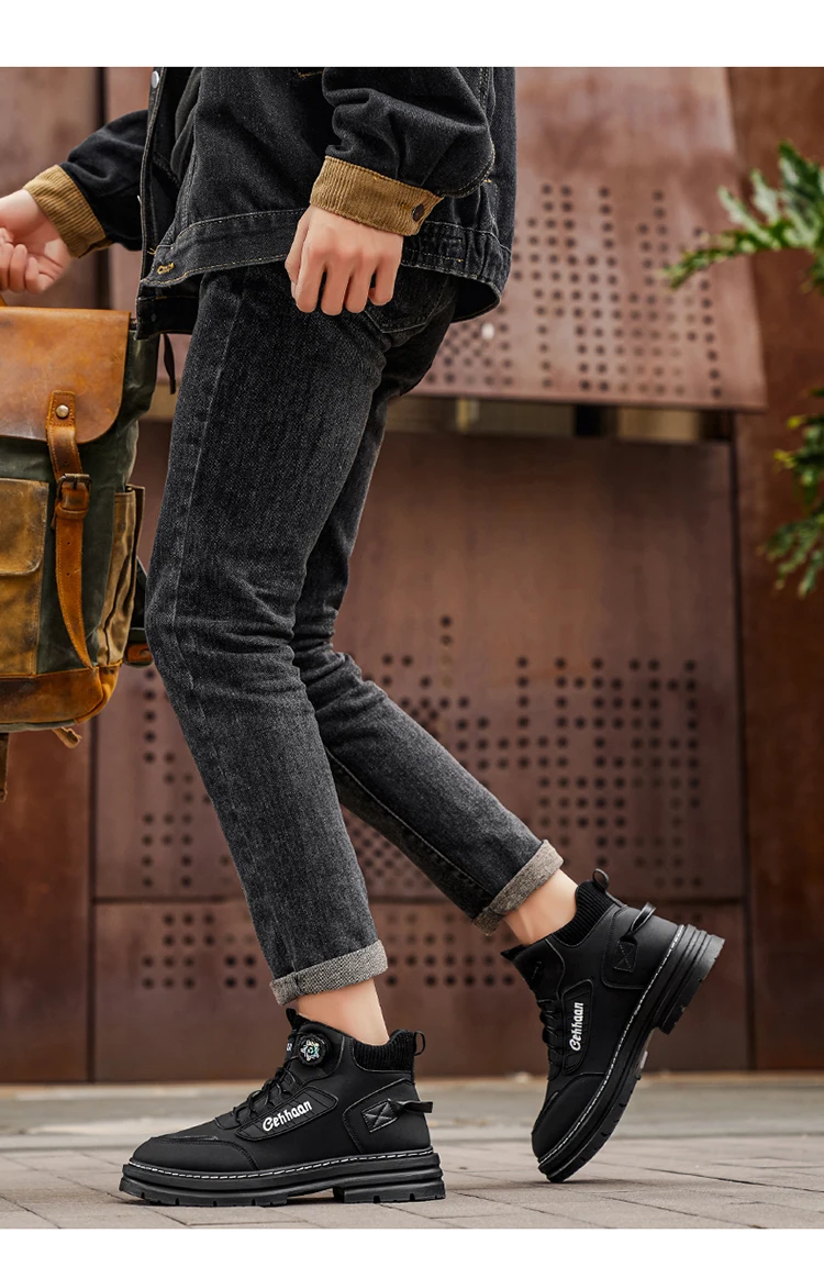 Herren-High-Top-Stiefel, Stofffutter für hohen Komfort, geeignet für Outdoor-Sportarten und den täglichen Gebrauch. – Detail 15