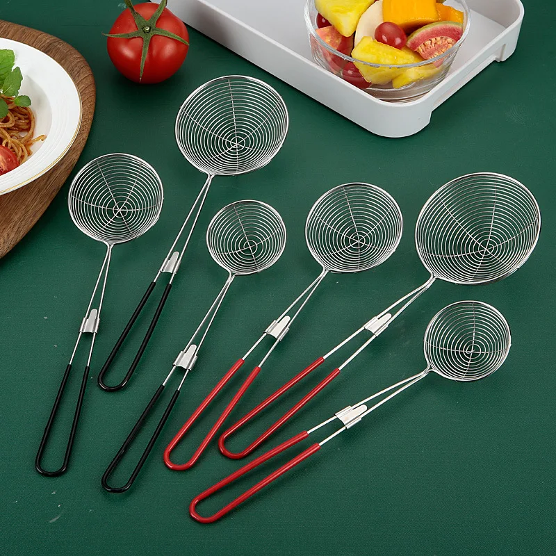 Family Stainless Steel Colander Sieve,Wire Skimmer Spoon with Handle for Hot Pot Eating